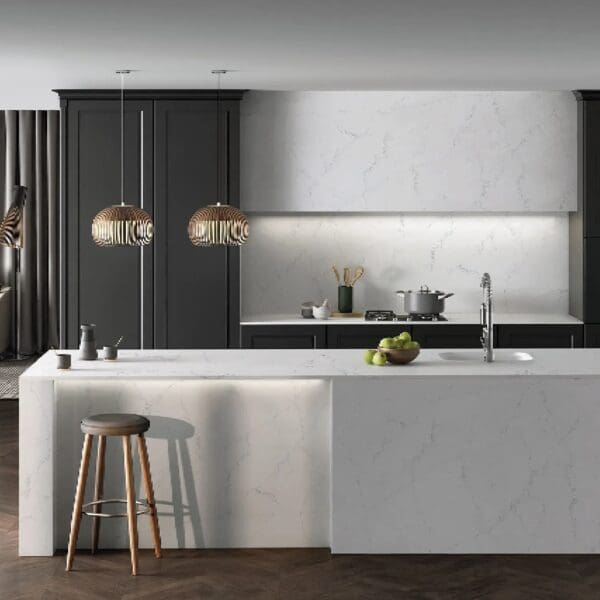 Aria White quartz kitchen worktop