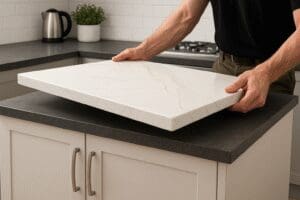 Quartz kitchen worktop overlay