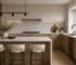 Modern minimalist kitchen with thin island