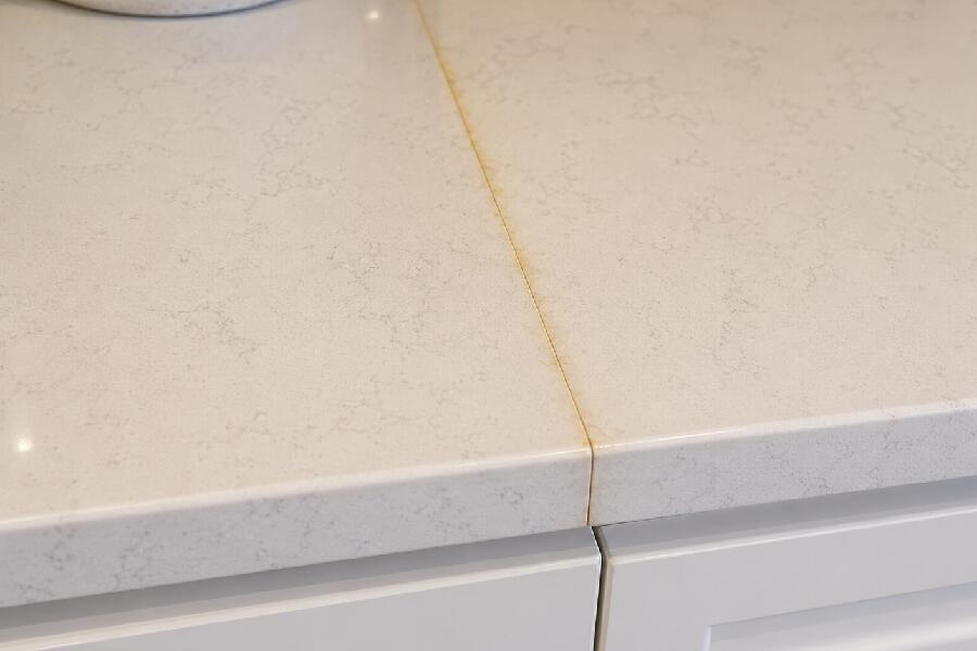 worktop detail with visible seam discoloration