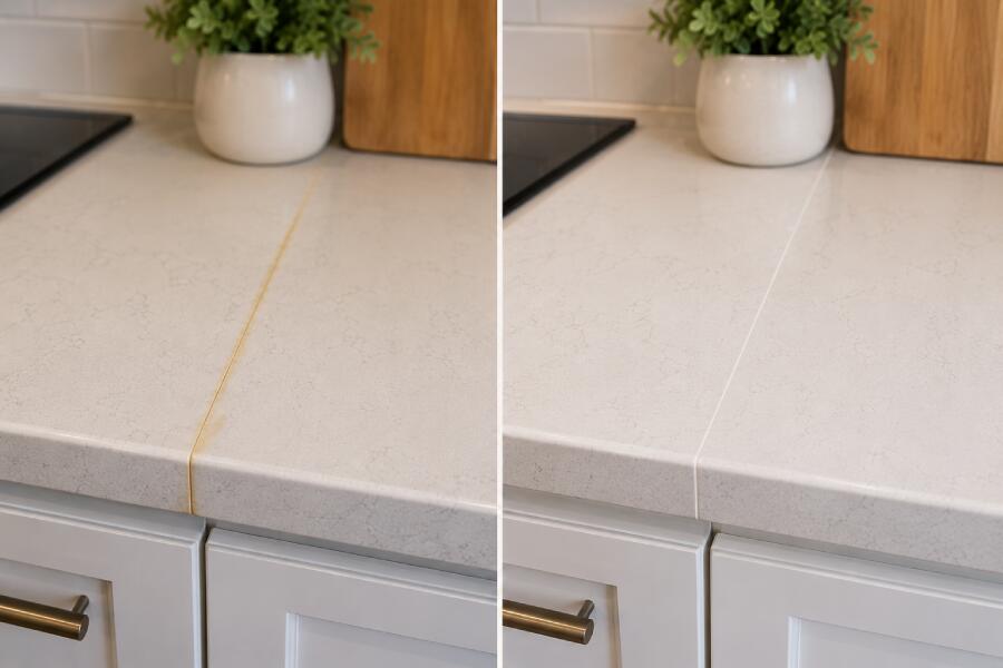 worktop restoration: before and after